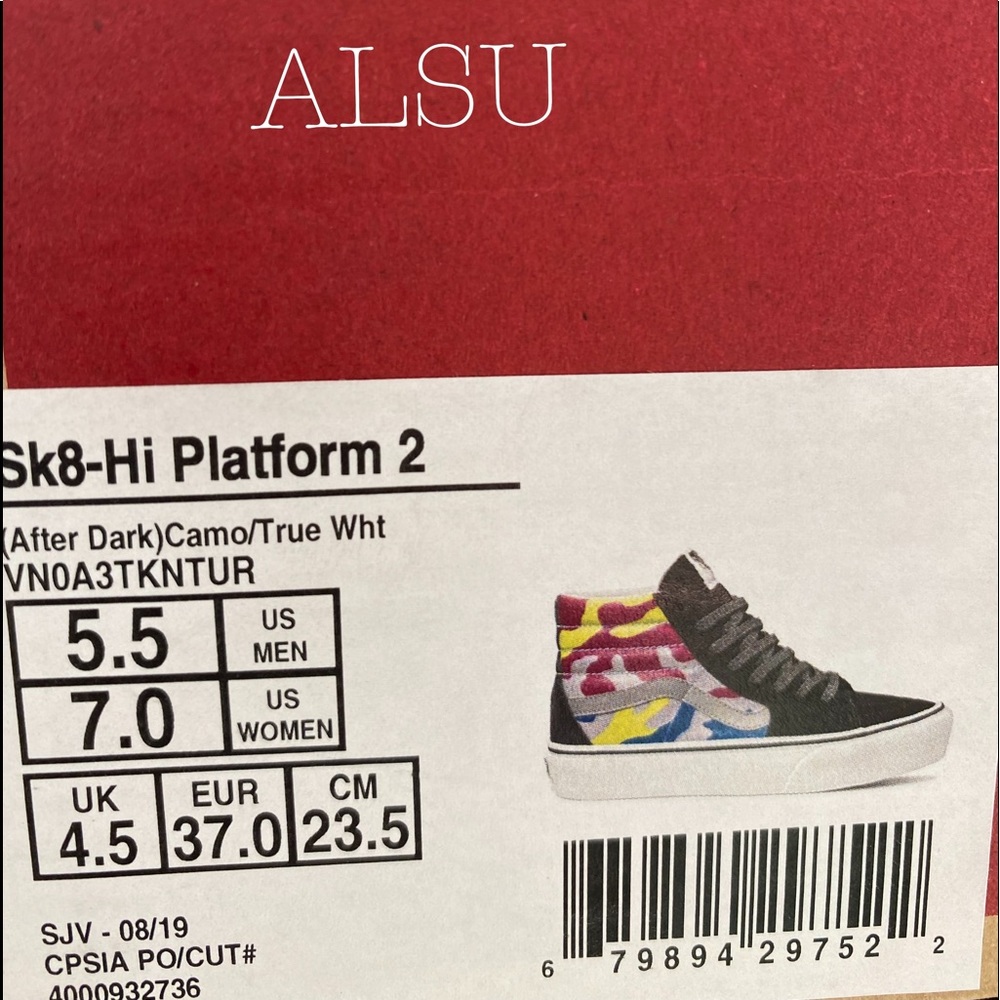 💖MEGA SALE💖VANS SK8-HI Platform After Dark Camo Suede Women's Size VN0A3TKNTUR - Picture 10 of 10
